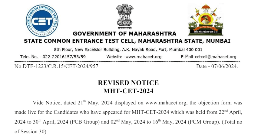 MHT CET Result Date 2024 