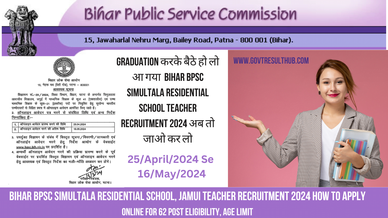 Bihar BPSC Simultala School Teacher Recruitment 2024 APPLY