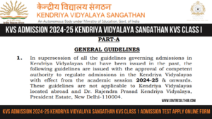 Read more about the article KVS Admission 2024-25 Kendriya Vidyalaya Sangathan KVS Class 1 Admission Test Apply Online Form