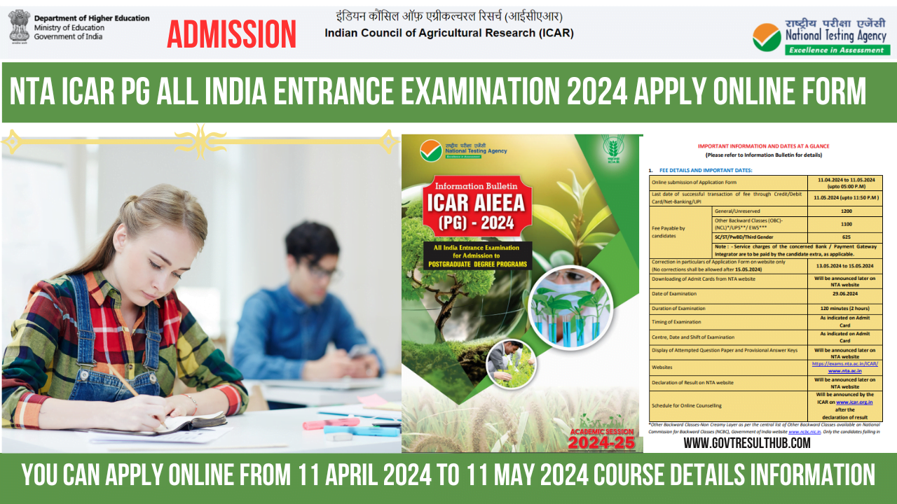 NTA ICAR PG All India Entrance Examination 2024 Apply Online Form