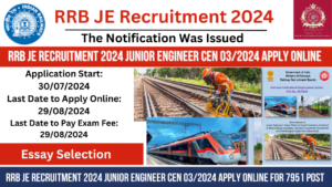 Read more about the article RRB JE Recruitment 2024 Junior Engineer CEN 03/2024 Apply Online for 7951 Post