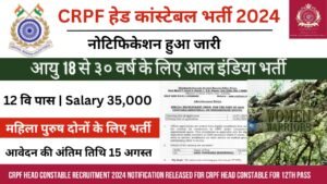 Read more about the article CRPF Head Constable Recruitment 2024 Notification Released for CRPF Head Constable Ministerial For 12th Pass