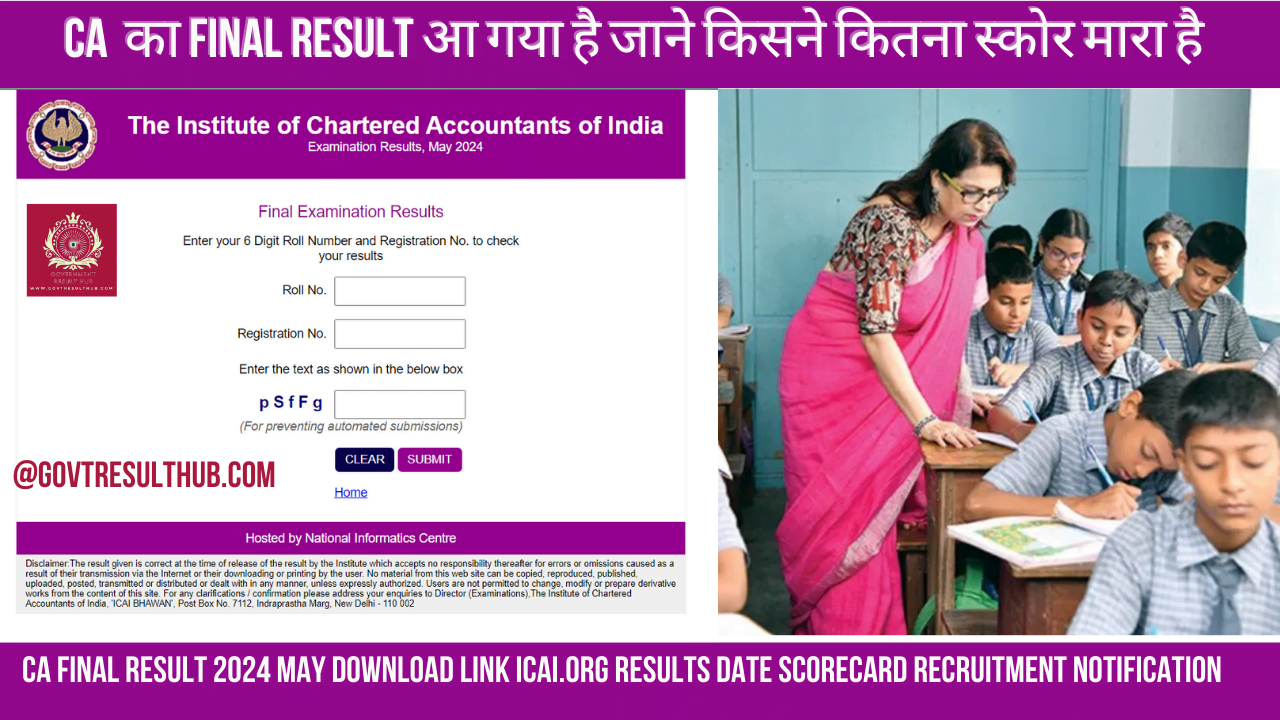 CA Final Result 2024 May Download Link icai.org Results Date Scorecard Recruitment Notification