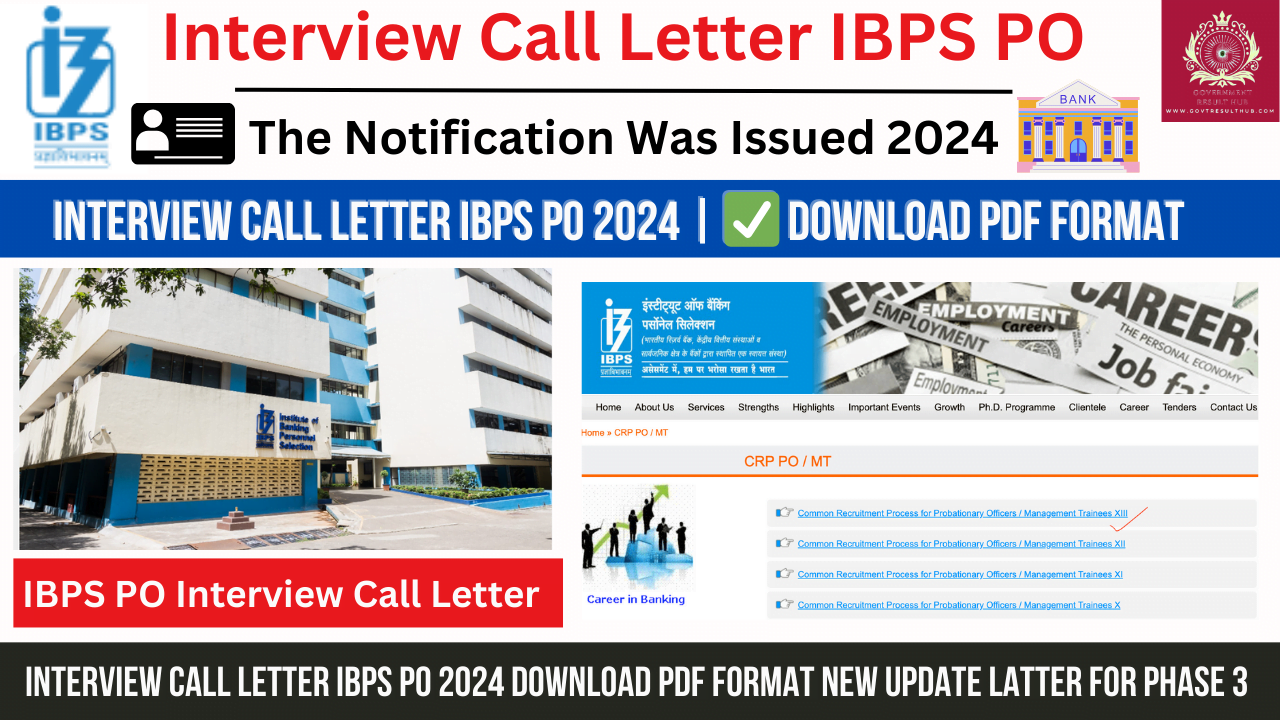 You are currently viewing Interview Call Letter IBPS PO 2024 Download PDF Format New Update Latter For Phase 3