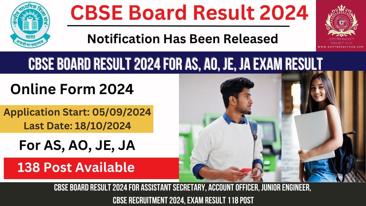 CBSE Board Result 2024 For Assistant Secretary, Account Officer, Junior Engineer, CBSE Recruitment 2024, Exam Result 118 Post