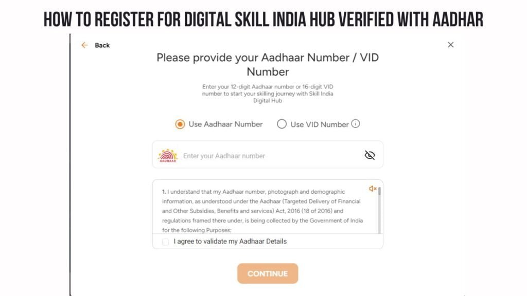 How to Register for Digital Skill India Hub Portal Site  With Aadhar