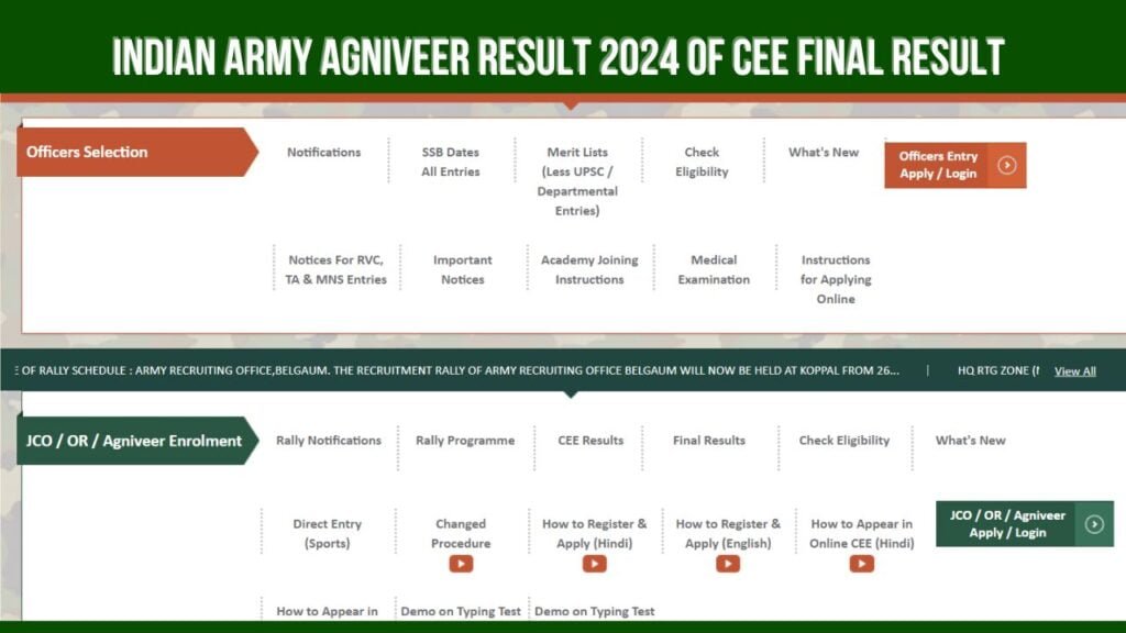 Indian Army Agniveer Result 2024 of CEE Final Result