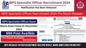 Read more about the article IBPS Specialist Officer Recruitment 2024 Pre Result, Mains Admit Card for 896 Post