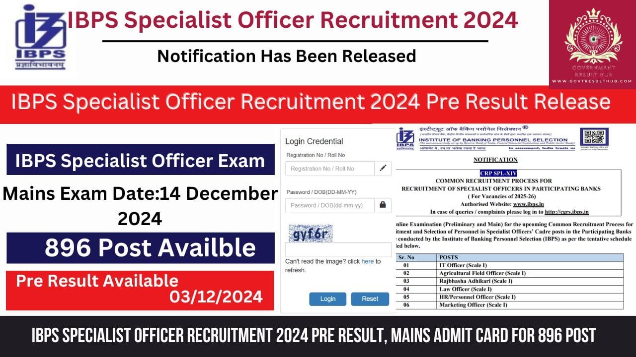 IBPS Specialist Officer Recruitment 2024