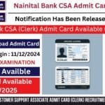 Nainital Bank CSA (Clerk) Admit Card Available 04 jan 2025