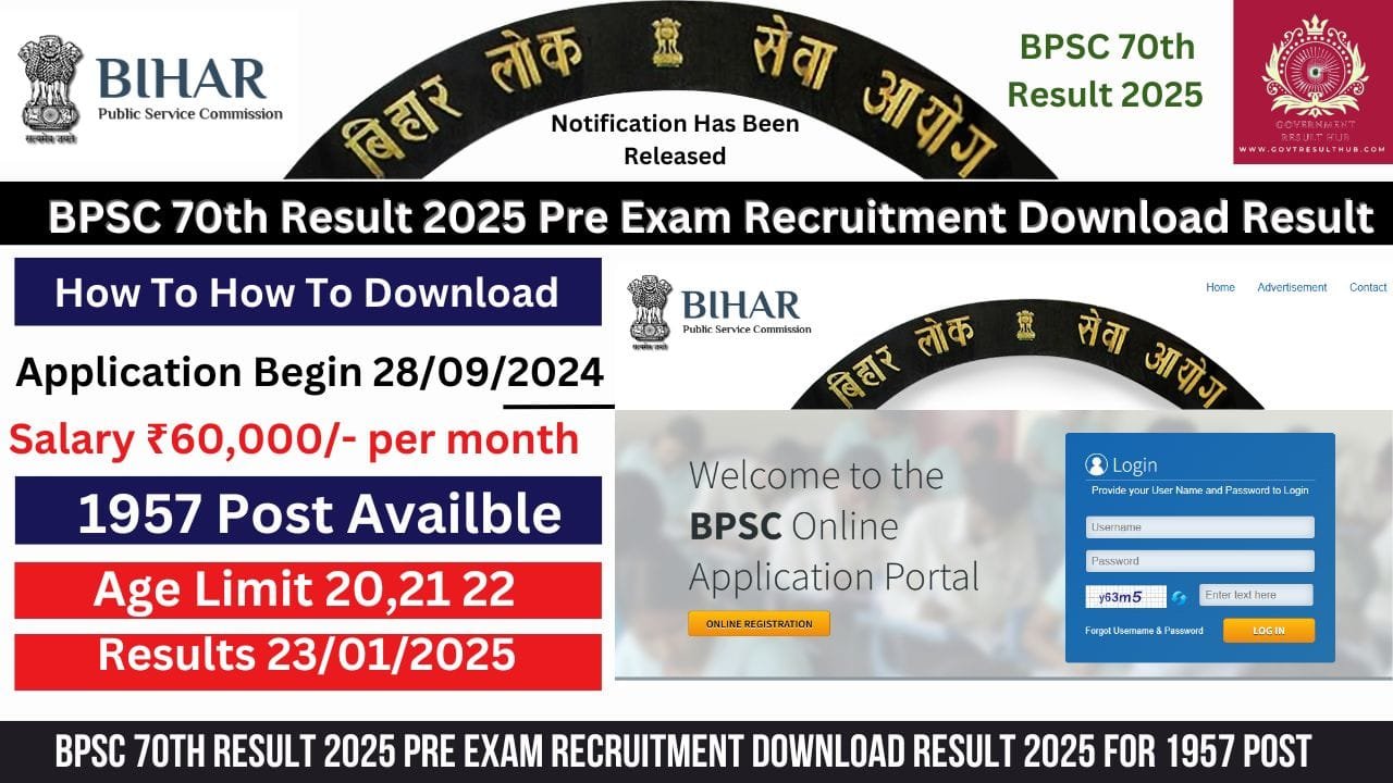 You are currently viewing BPSC 70th Result 2025 Pre Exam Recruitment Download Result 2025 for 1957 Post