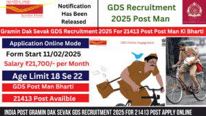 Read more about the article India Post Gramin Dak Sevak GDS Recruitment 2025 Schedule-I For 21413 Post Apply Online