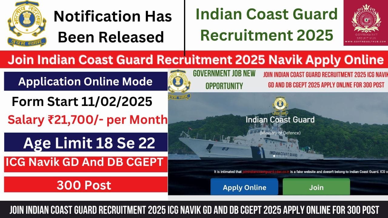 Join Indian Coast Guard Recruitment 2025 ICG Navik GD And DB CGEPT 2025