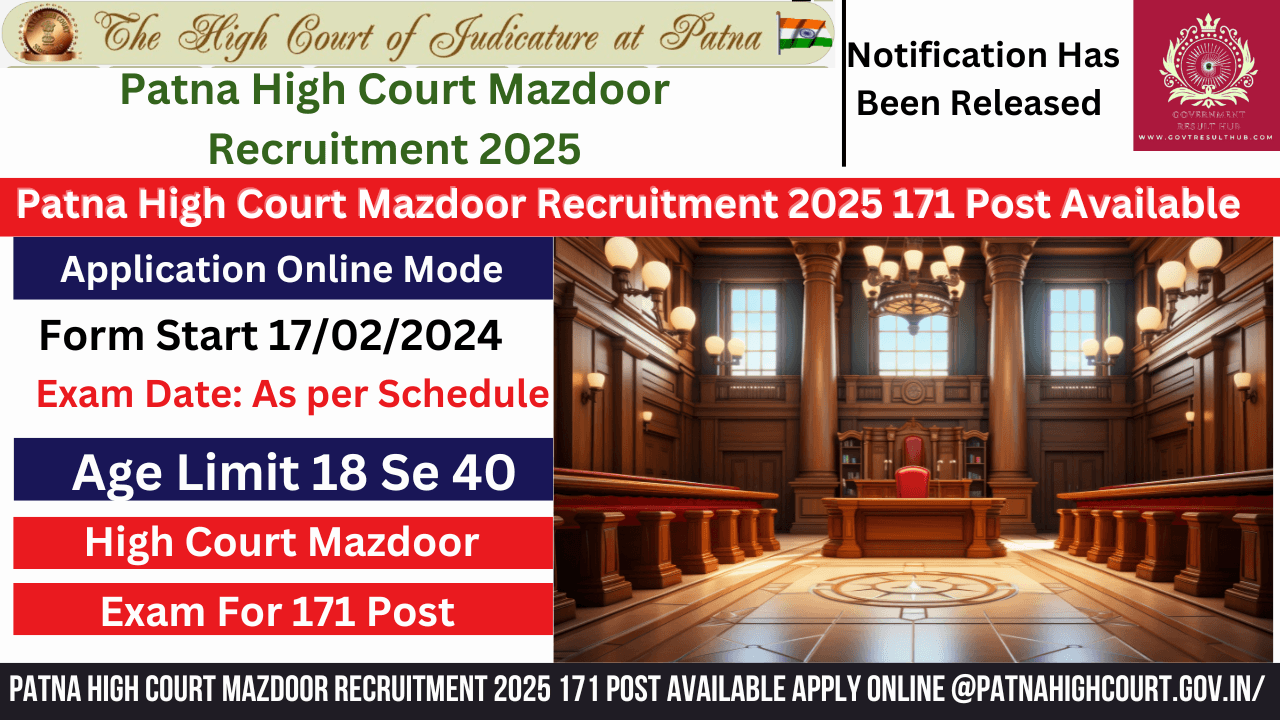 You are currently viewing Patna High Court Mazdoor Recruitment 2025 171 Post Available Apply Online @patnahighcourt.gov.in/