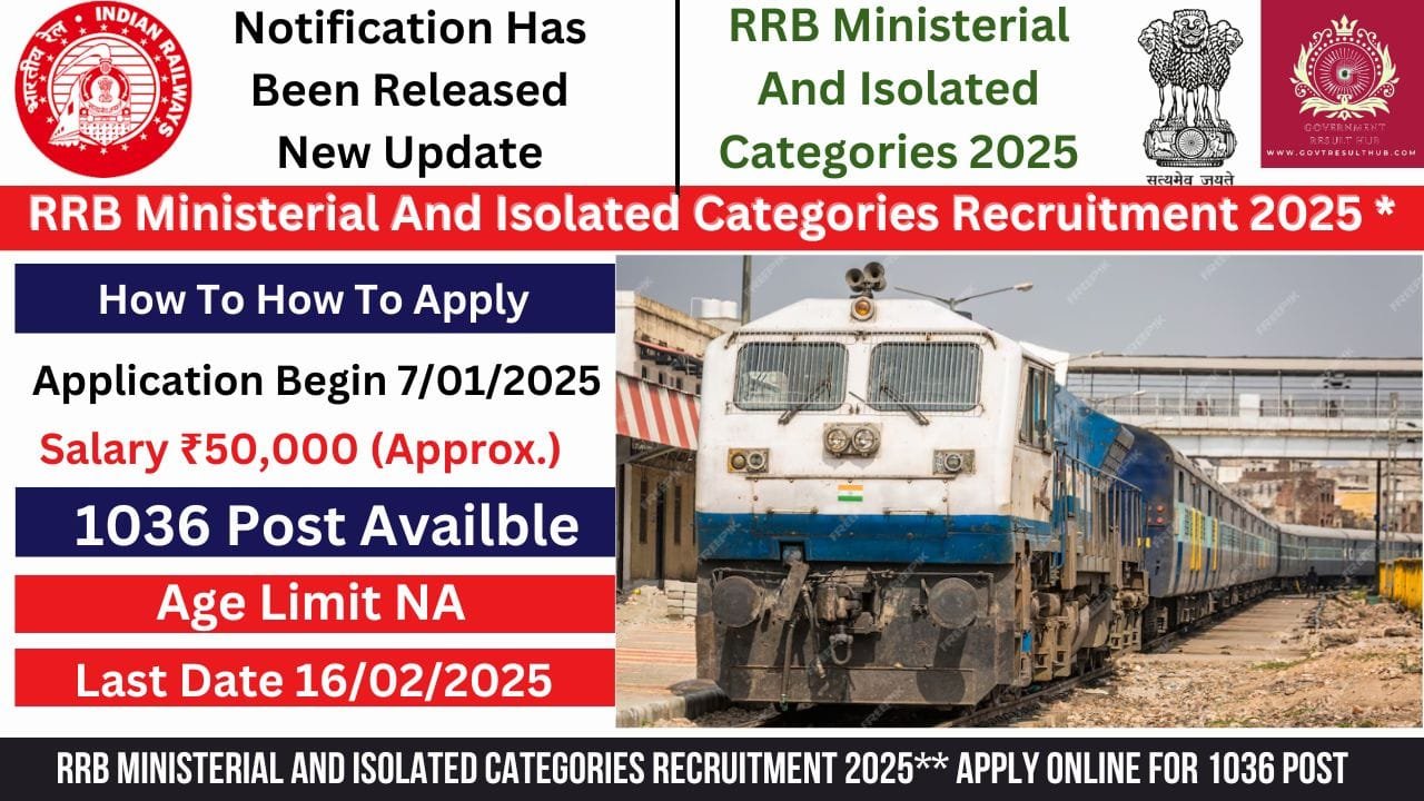 You are currently viewing RRB Ministerial And Isolated Categories Recruitment 2025 Apply Online for 1036 Post