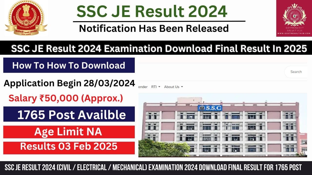 You are currently viewing SSC JE Result 2024 (Civil / Electrical / Mechanical) Examination 2024 Download Final Result for 1765 Post