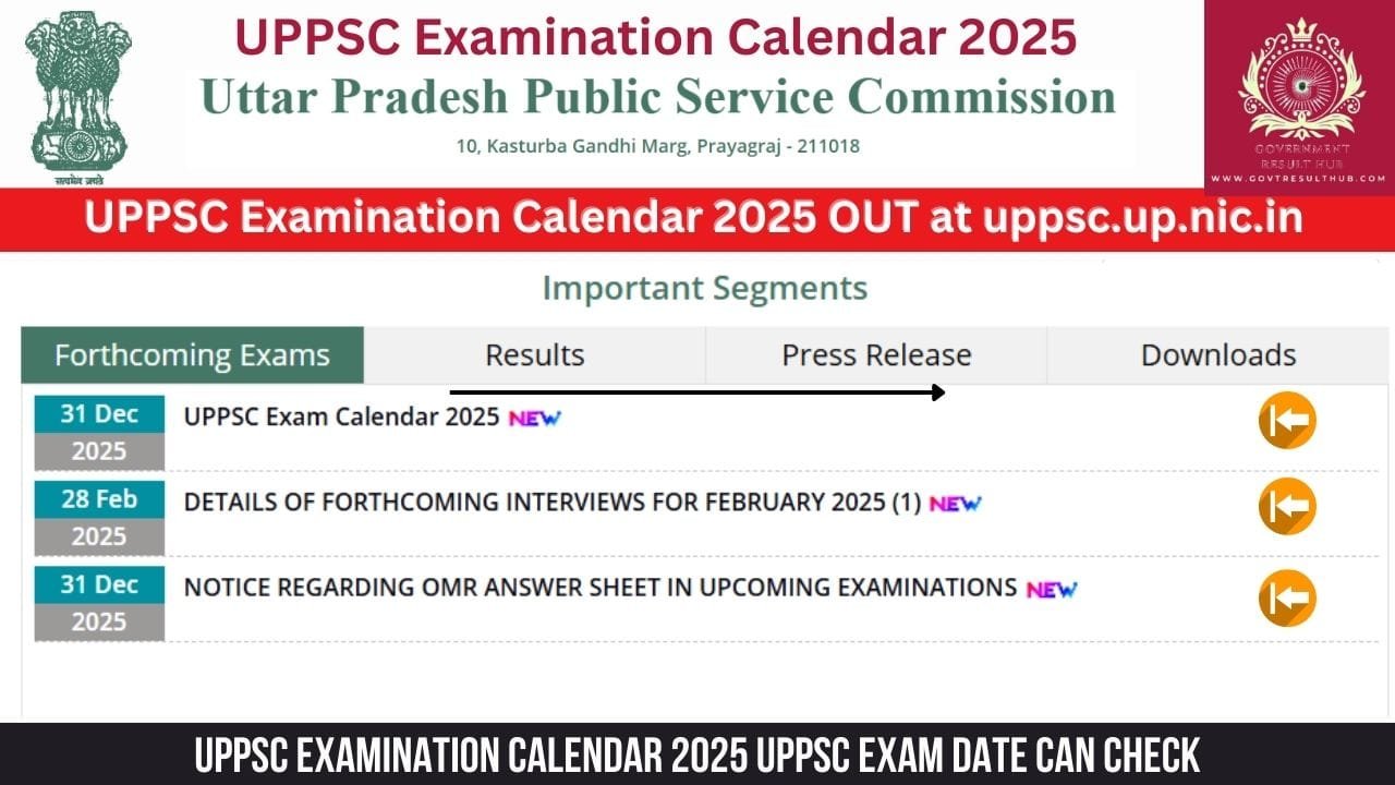 You are currently viewing UPPSC Examination Calendar 2025 UPPSC OUT at uppsc.up.nic.in Exam Date Can Check