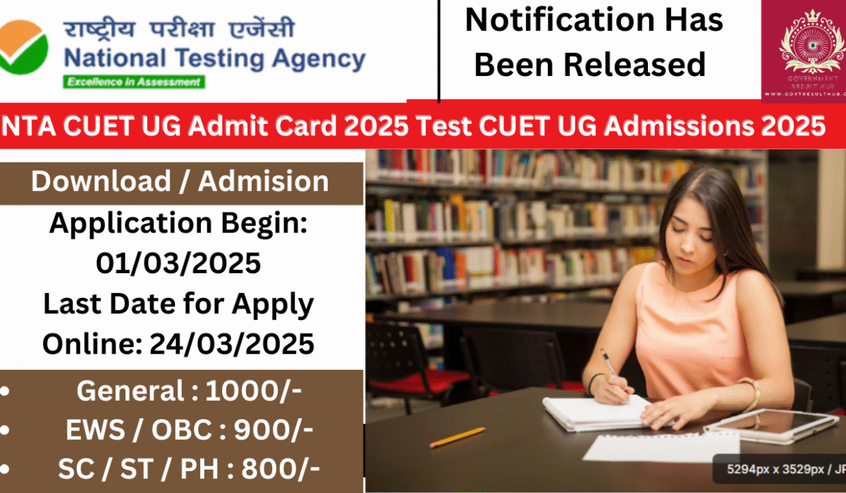 NTA CUET UG Admit Card 2025 CUET UG Admissions
