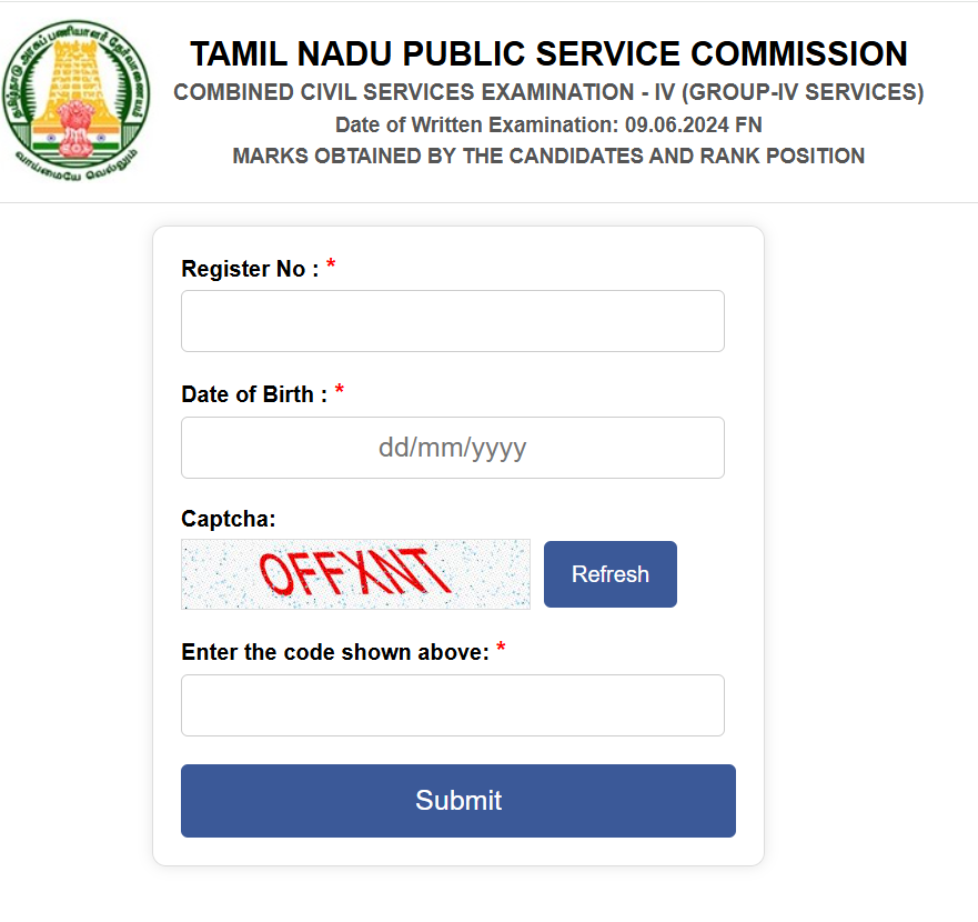 TNPSC Group 4 Result 2024