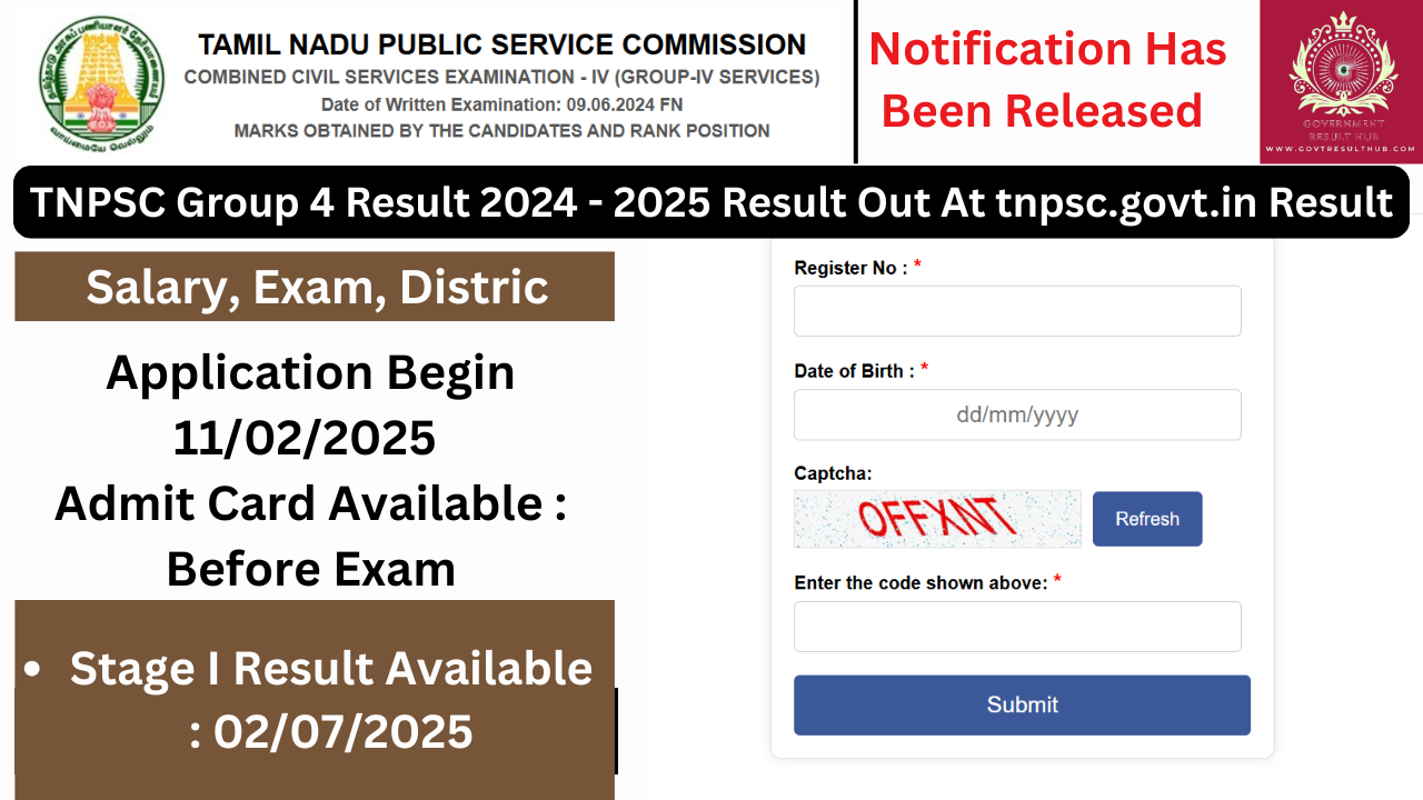 TNPSC Group 4 Result 2024 – 2025 Result Out At tnpsc.govt.in